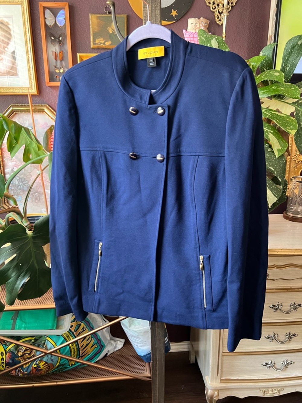 St. John Cobalt Blue Suit Jacket Size 12